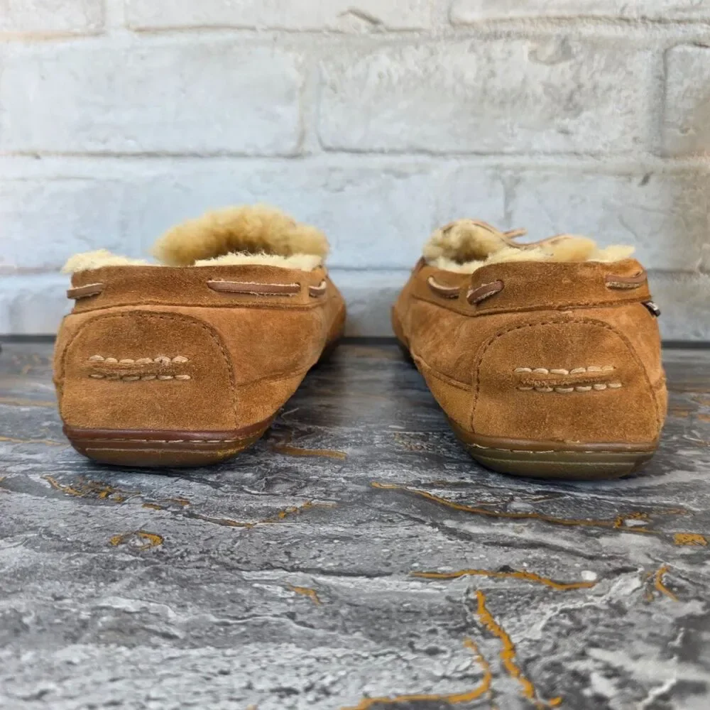 L.L.Bean Wicked Good Moccasin Slippers Sheepskin Shearling Brown Men's 12 M